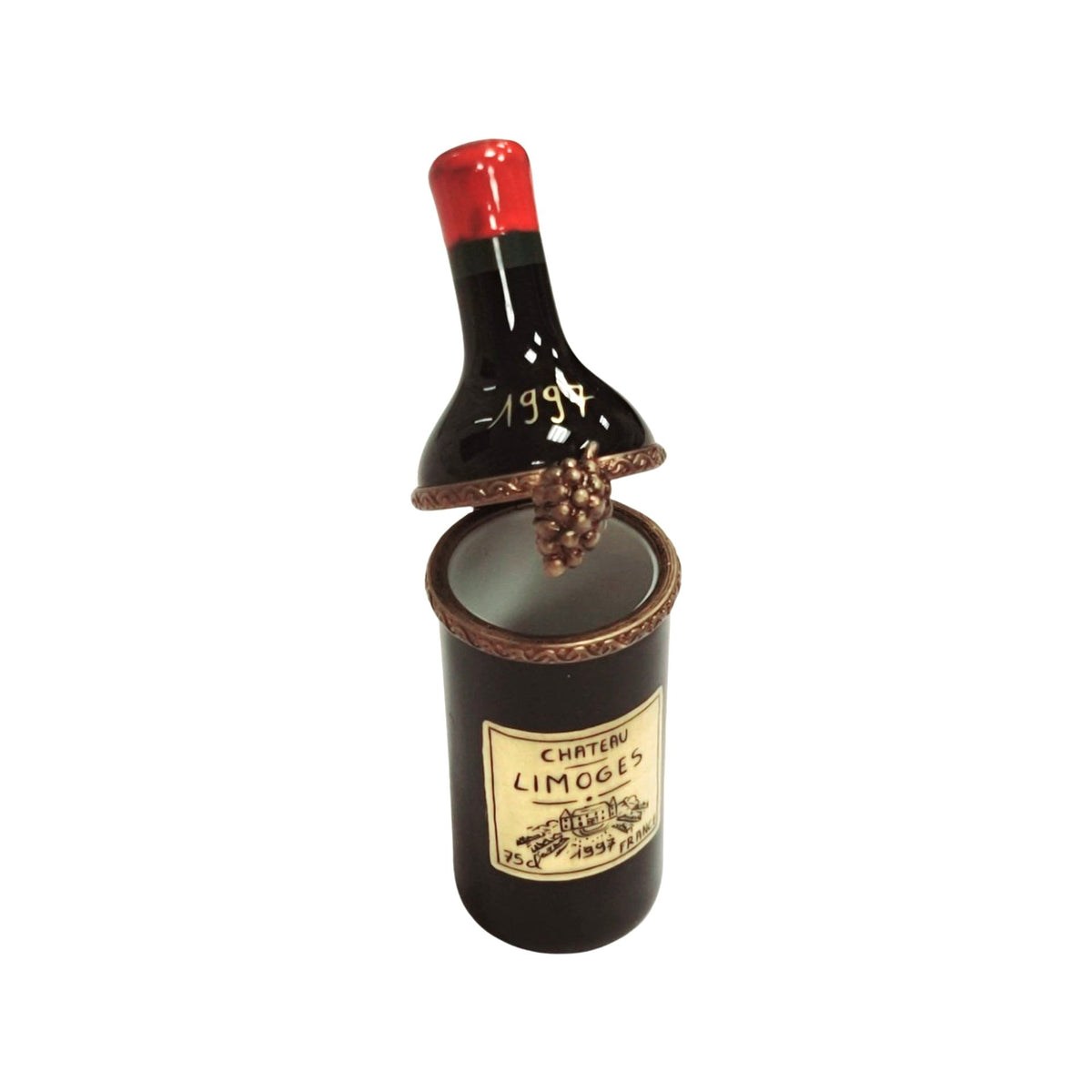 1997 Chateau Wine Limoges box painted by hand in Limoges, France, a gift to treasure