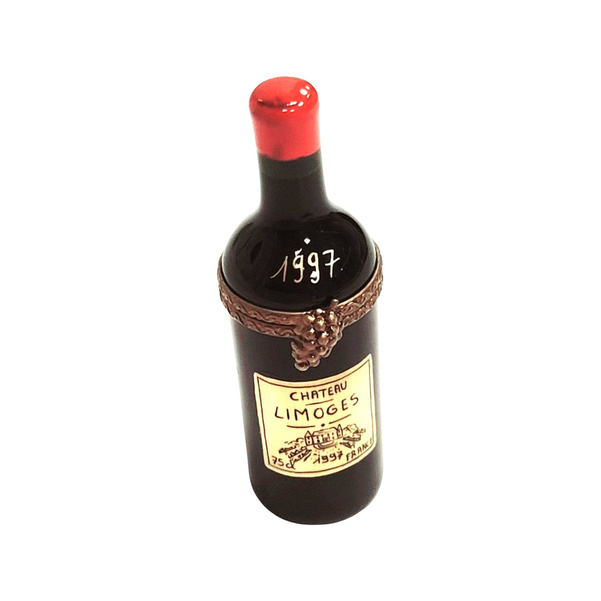 Collectible 1997 Chateau Wine Limoges box with artisan brushwork