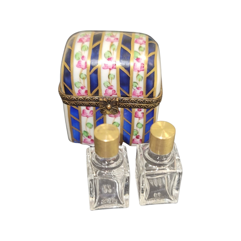 Gift idea for someone who loves France: 2 Perfume Blue Tall Flowers Limoges box