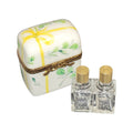 Authentic 2 Perfume Yellow Bow Tall Flowers Limoges box, hand-painted in France, from Limoges Boutique