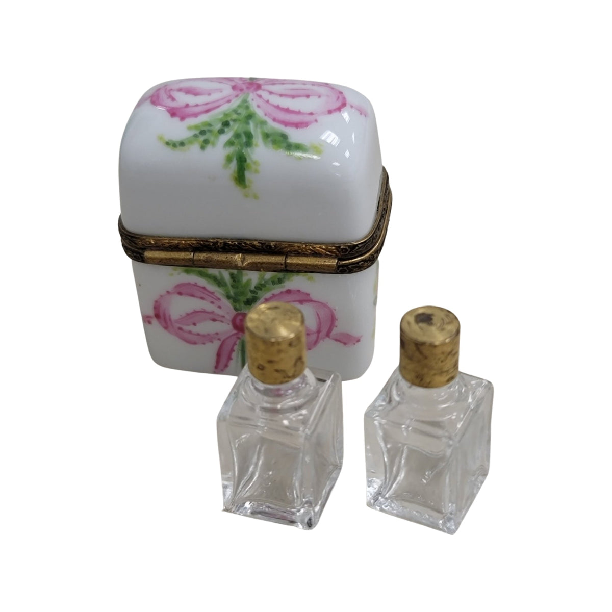 Hand-painted 2 Pink Perfume Limoges box, French artistry for lovers of fine art