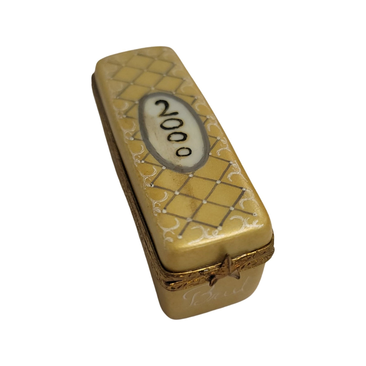Painted details on the 2000 Bottle of Champagne Limoges box, French art in miniature
