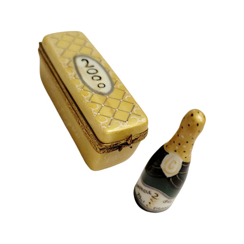 Genuine 2000 Bottle of Champagne Limoges box painted by hand in France, from Limoges Boutique