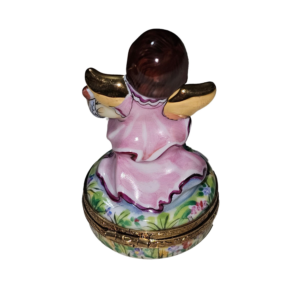 Brunette Angel w Harp Figurine for Home, view 3