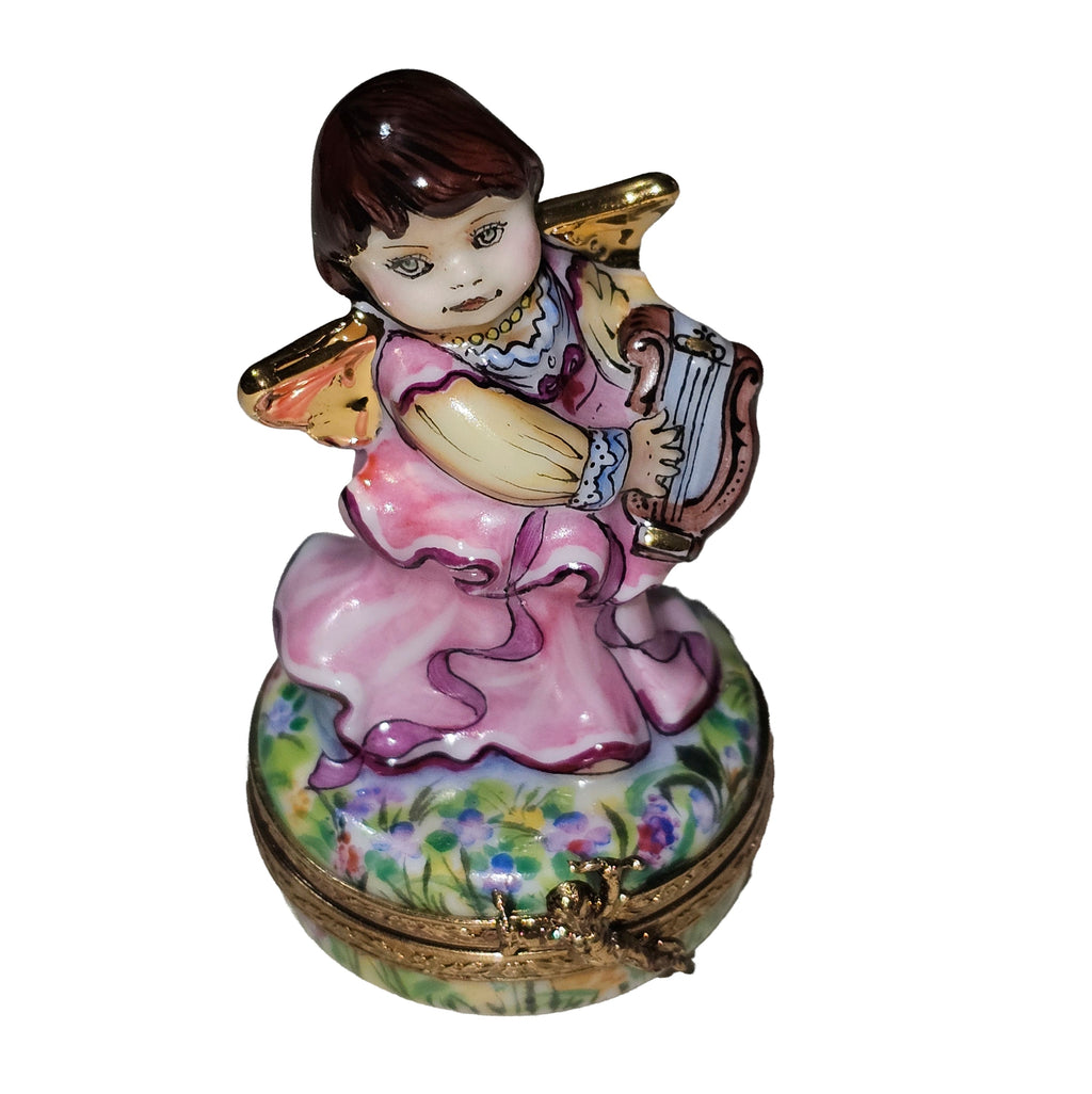 Brunette Angel w Harp Figurine for Home, view 4