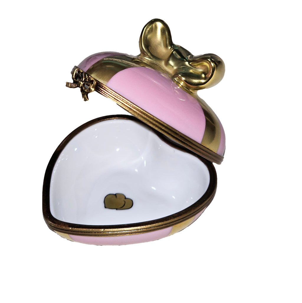 Pink Hearts with Gold Bow Limoges Box for Romantic Gifts, view 2