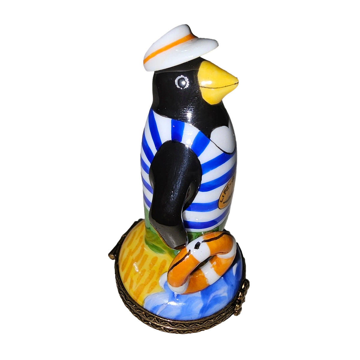 Penguin Lifeguard Limoges Box Figurine, view 3