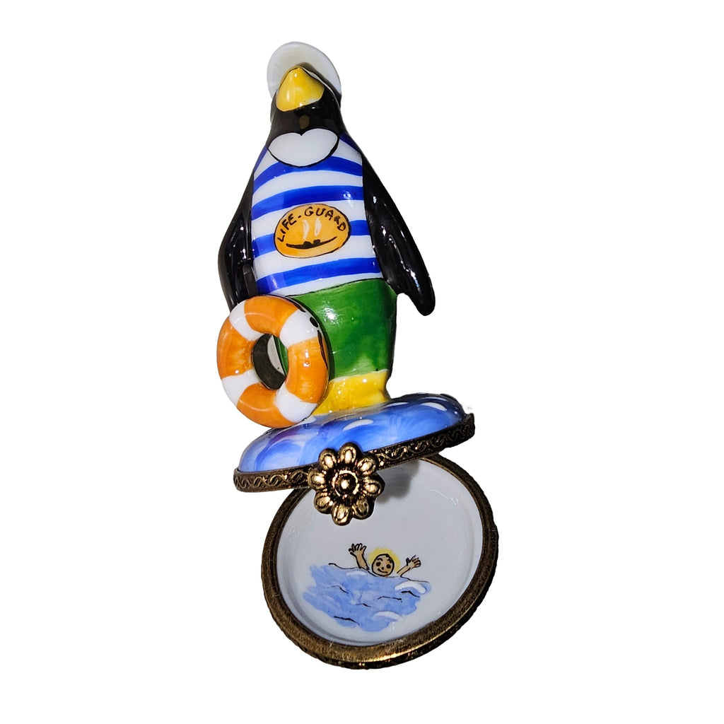 Penguin Lifeguard Limoges Box Figurine, view 2