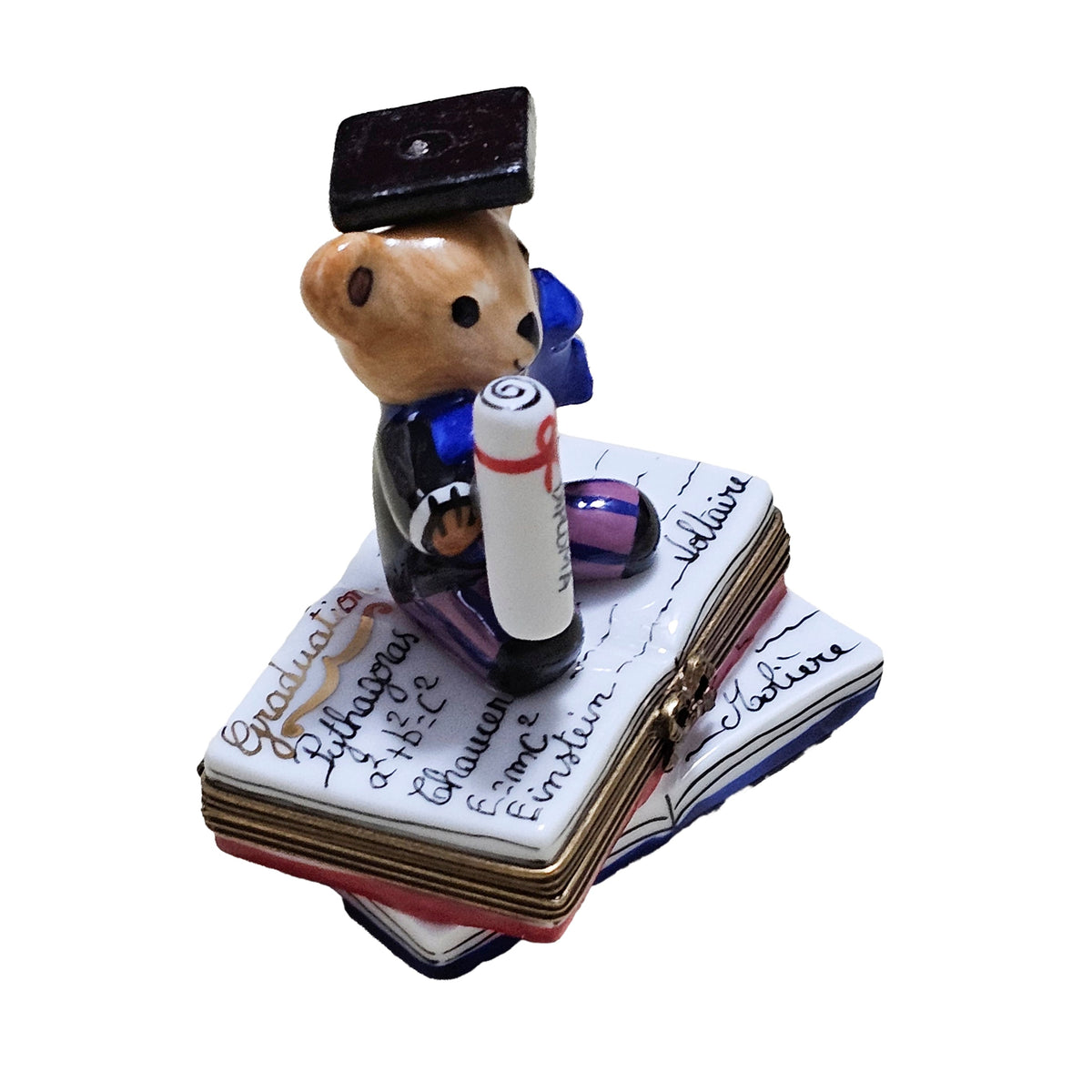 Graduate Teddy on Diploma Limoges Box, view 4