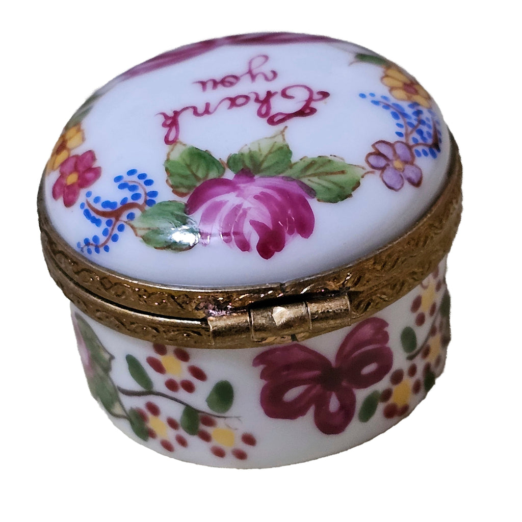 Baby First Tooth Small Round Pink Keepsake Limoges, view 4
