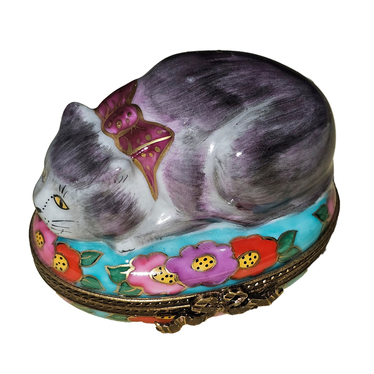 Long Haired Cat Limoges Box Shop, a hand-painted Limoges porcelain gift