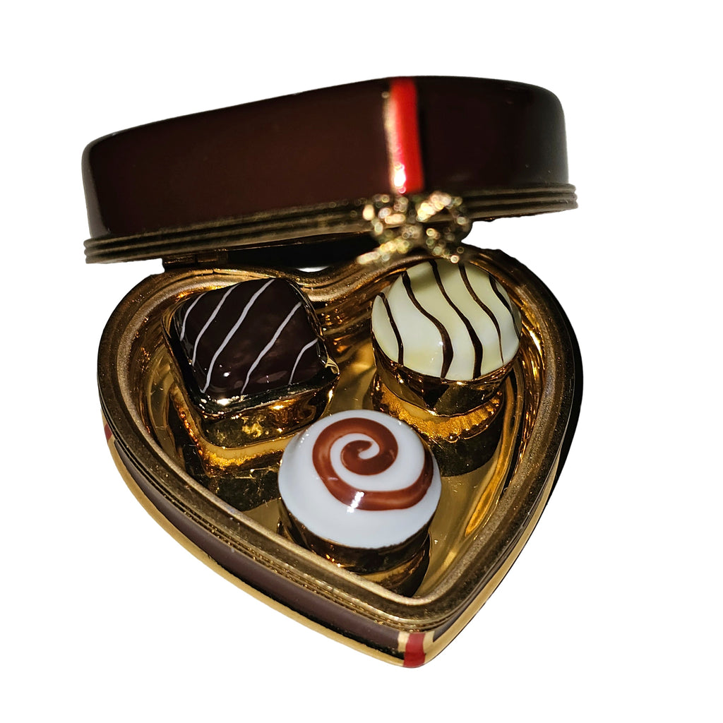 Chocolate Porcelain Heart Box w Porcelain Chocolates, view 4