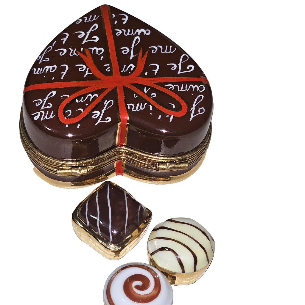 Chocolate Porcelain Heart Box w Porcelain Chocolates, view 5