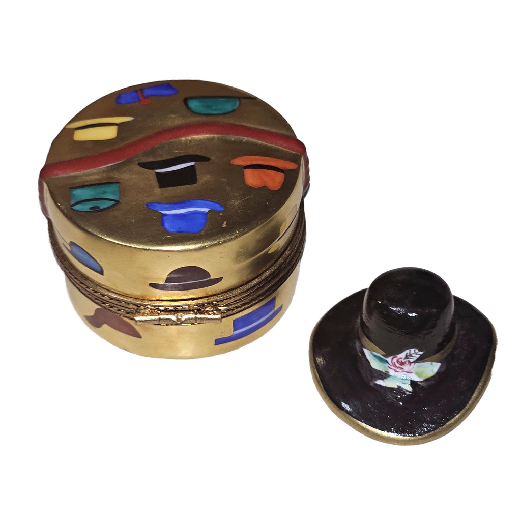 Gold Hat Box w/ Removable Black Hat, view 4