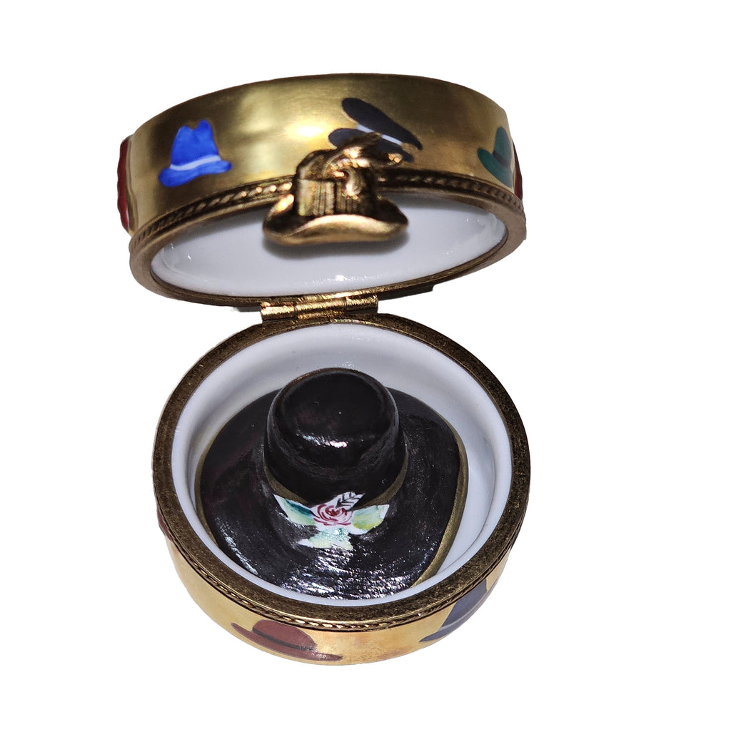 Gold Hat Box w/ Removable Black Hat, view 2