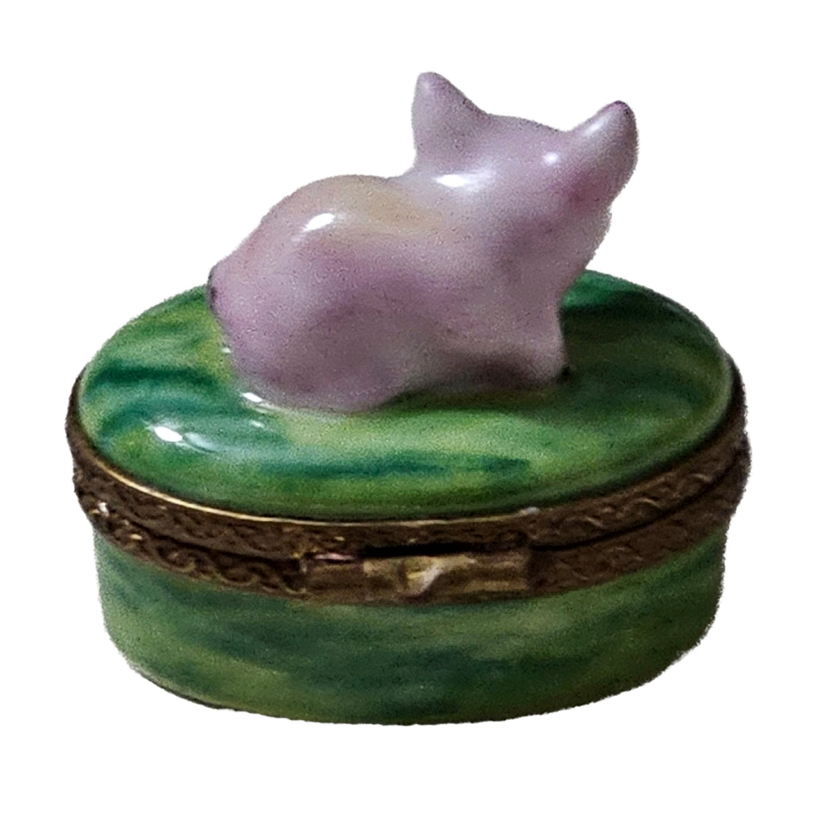 Mini Pig on Green Limoges Box Collectible, view 3