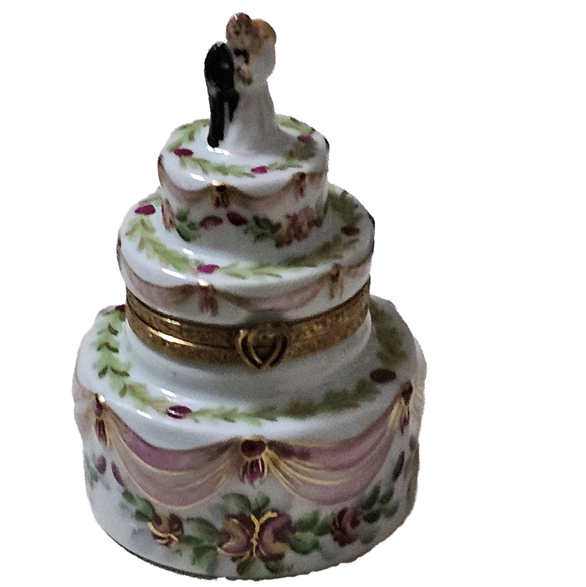 Wedding Cake w Bride and Groom Pink Ribbons Keepsake, view 3