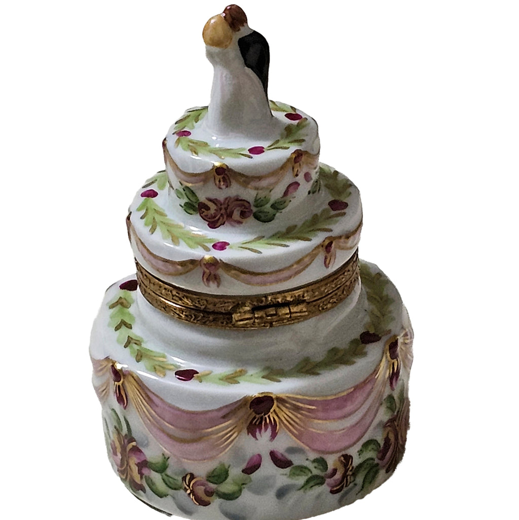 Wedding Cake w Bride and Groom Pink Ribbons Keepsake, view 4