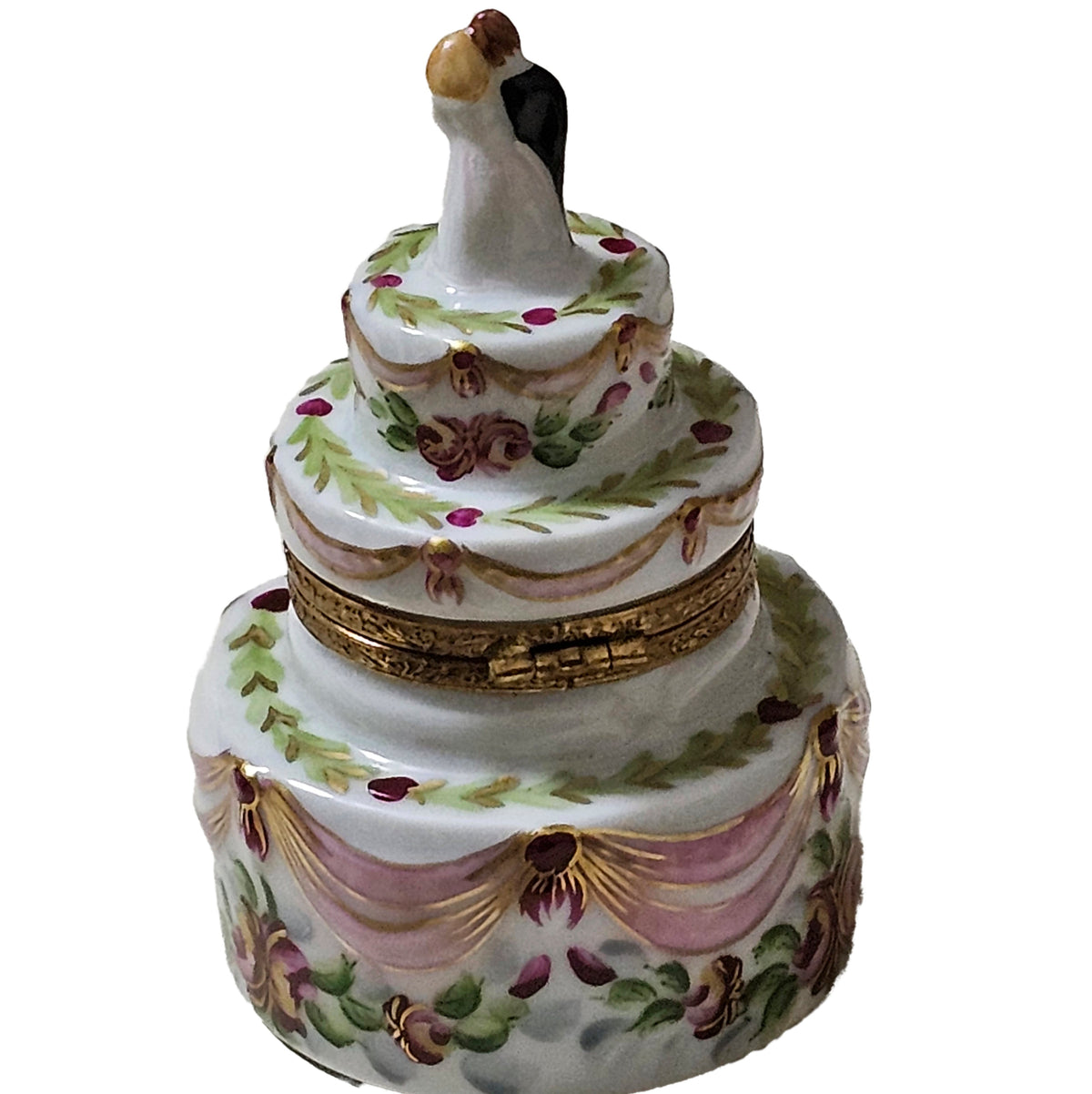 Wedding Cake w Bride and Groom Pink Ribbons Keepsake, view 4