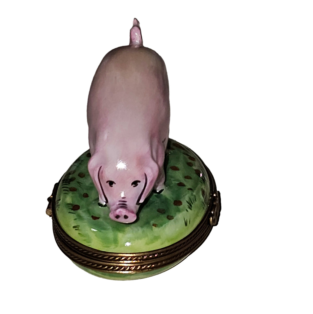 Pig on Green Grass Limoges Box USA, view 4