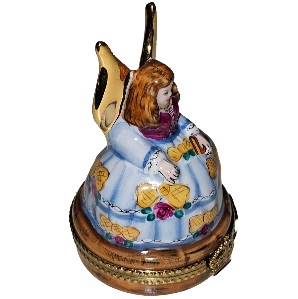 Every brushstroke by hand on the Angel with Blue Dress Limoges box from France