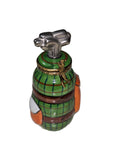 Green Golf Bag w Clubs Limoges Box, a hand-painted Limoges porcelain gift