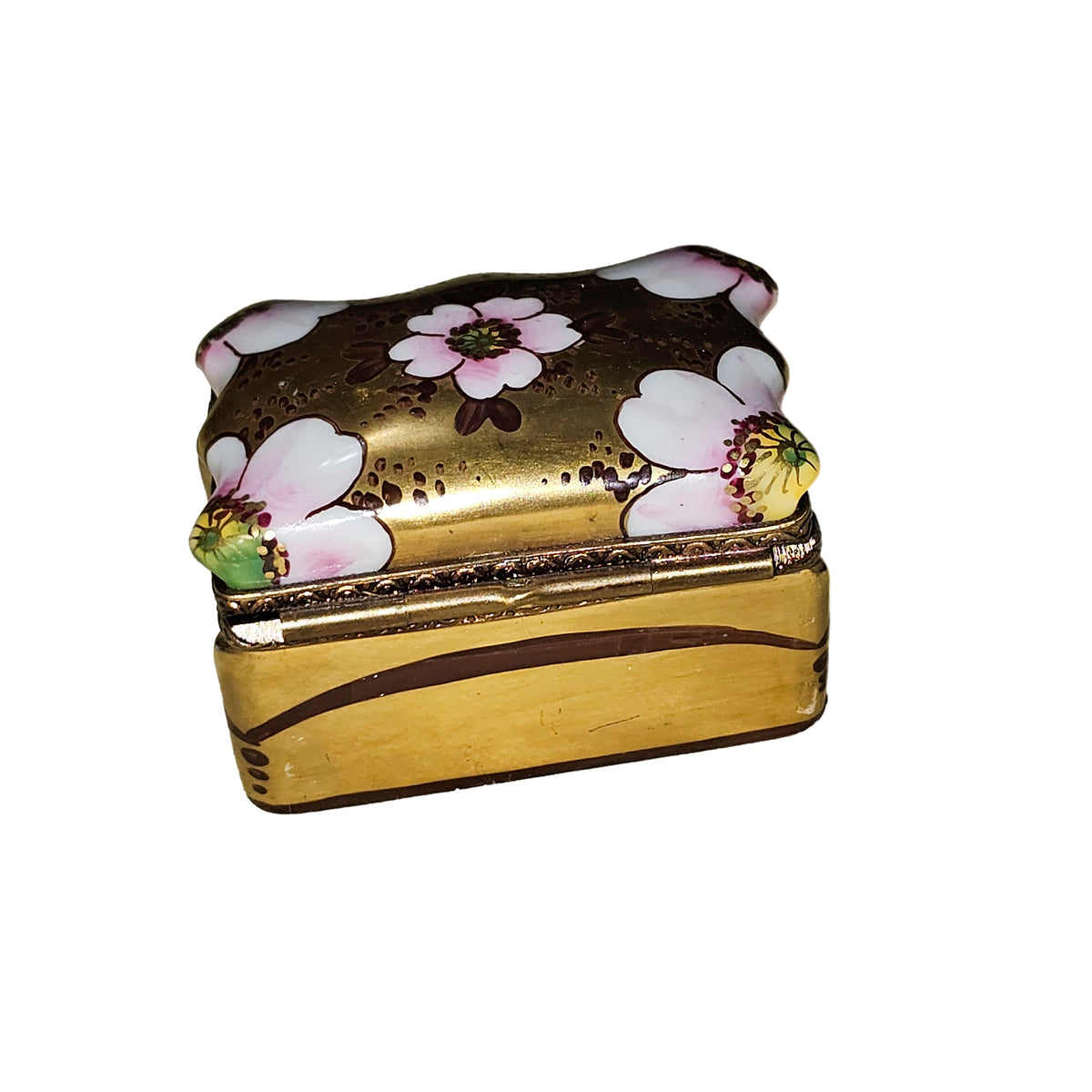 Gold Scalloped Box w White Flowers, view 3