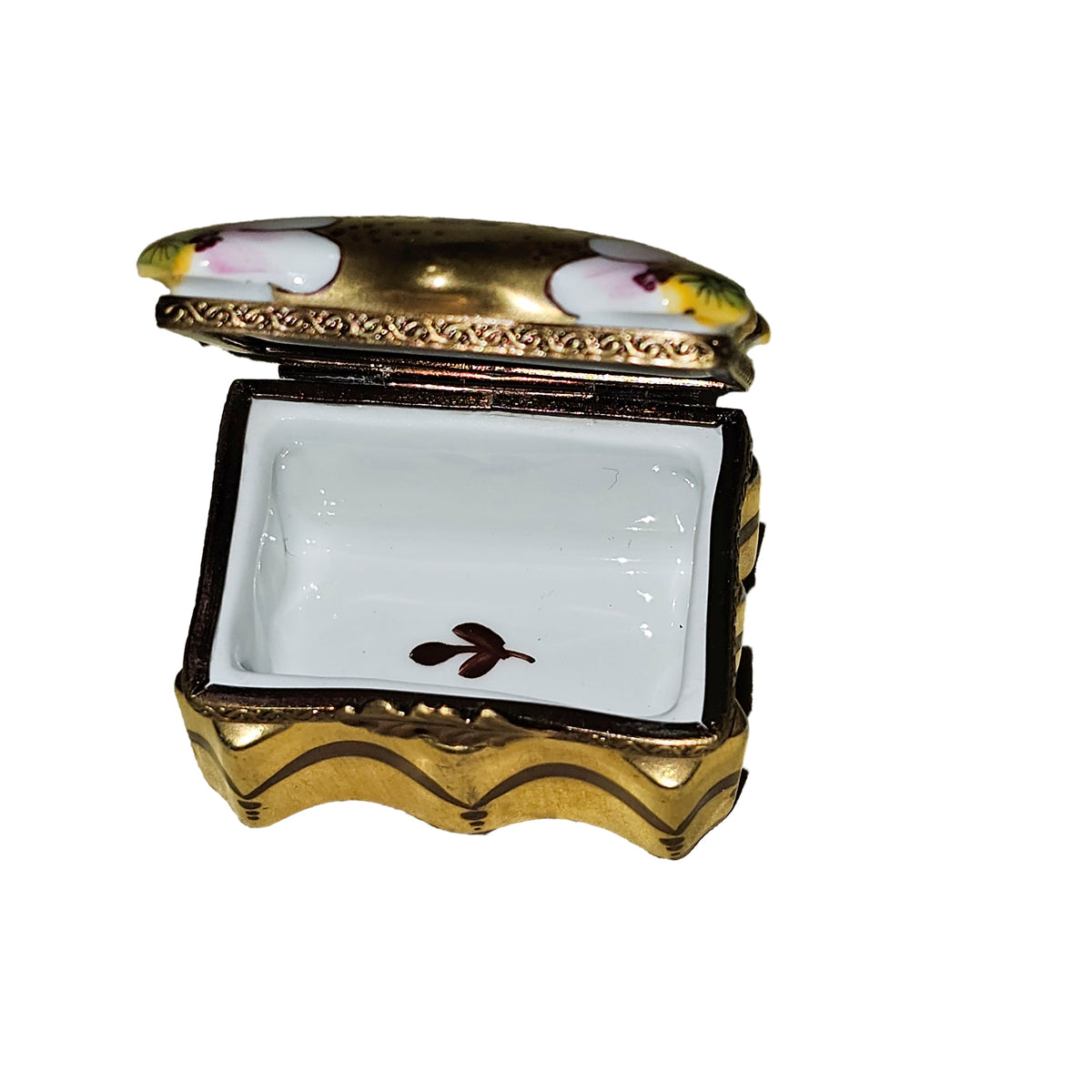 Gold Scalloped Box w White Flowers, view 2