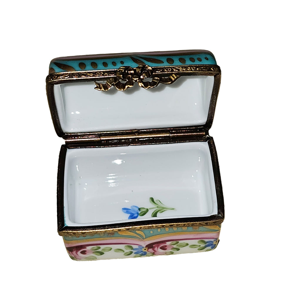 Turquoise Pink Trunk Floral Limoges Box, view 2