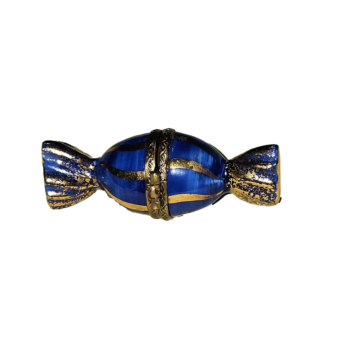 Blue Gold Striped Candy Limoges Box, view 3