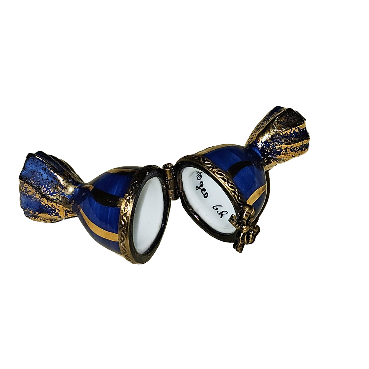 Blue Gold Striped Candy Limoges Box, view 2