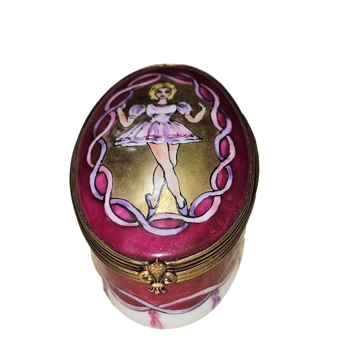 Ballerina Oval Box for Dance Lovers, a hand-painted Limoges porcelain gift