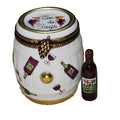 Charming Wine Barrel Box for Wine Lovers, a hand-painted Limoges porcelain gift
