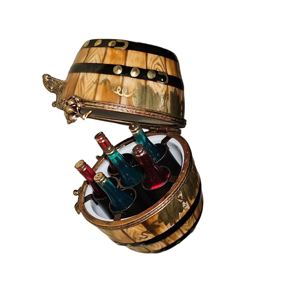 Barrel w 6 Bottles of Wine Limoges Box, view 3