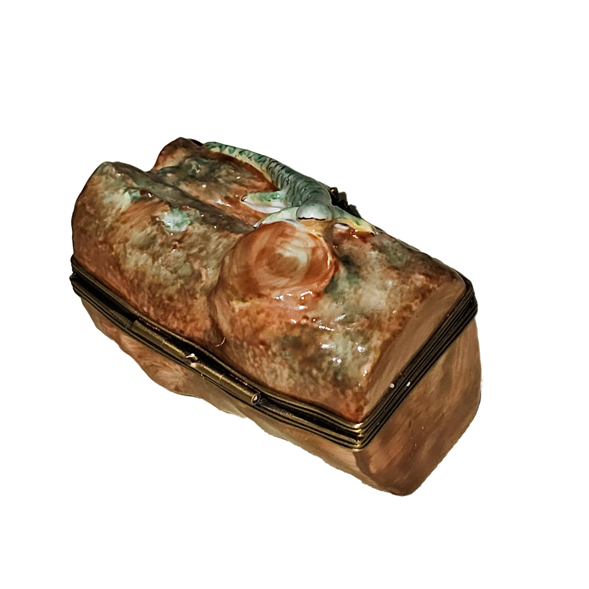 Large Lizard on a Log Limoges Box, view 4