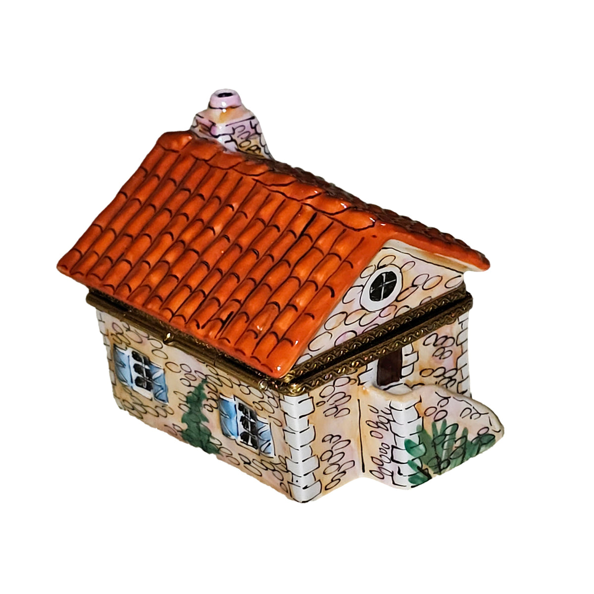 Beige House Red Roof Cottage Limoges Box, view 4