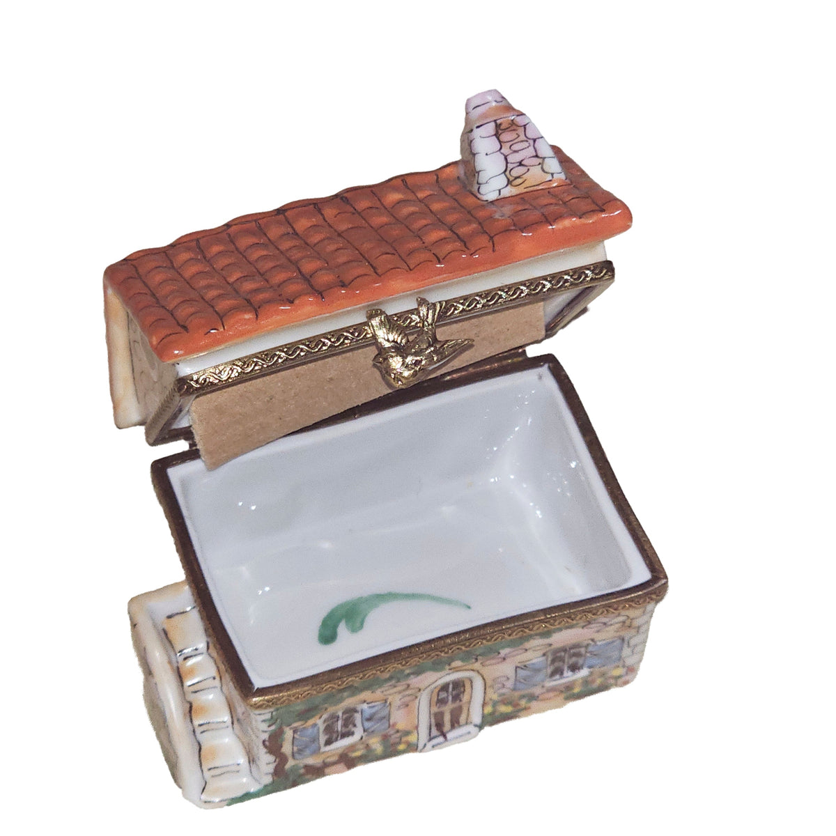 Beige House Red Roof Cottage Limoges Box, view 2