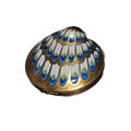 Gold Blue Shimmering Shell Porcelain Art Object, a hand-painted Limoges porcelain gift
