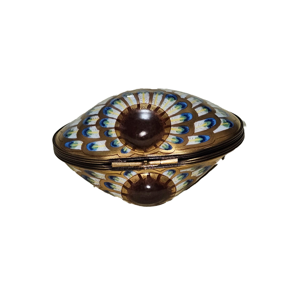 Gold Blue Shimmering Shell Porcelain Art Object, view 2