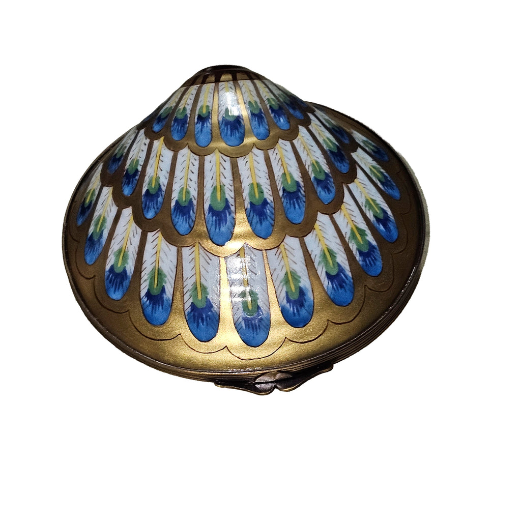 Gold Blue Shimmering Shell Porcelain Art Object, view 3