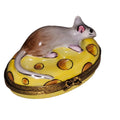 Mouse on Cheese 2 Limoges Box, a hand-painted Limoges porcelain gift