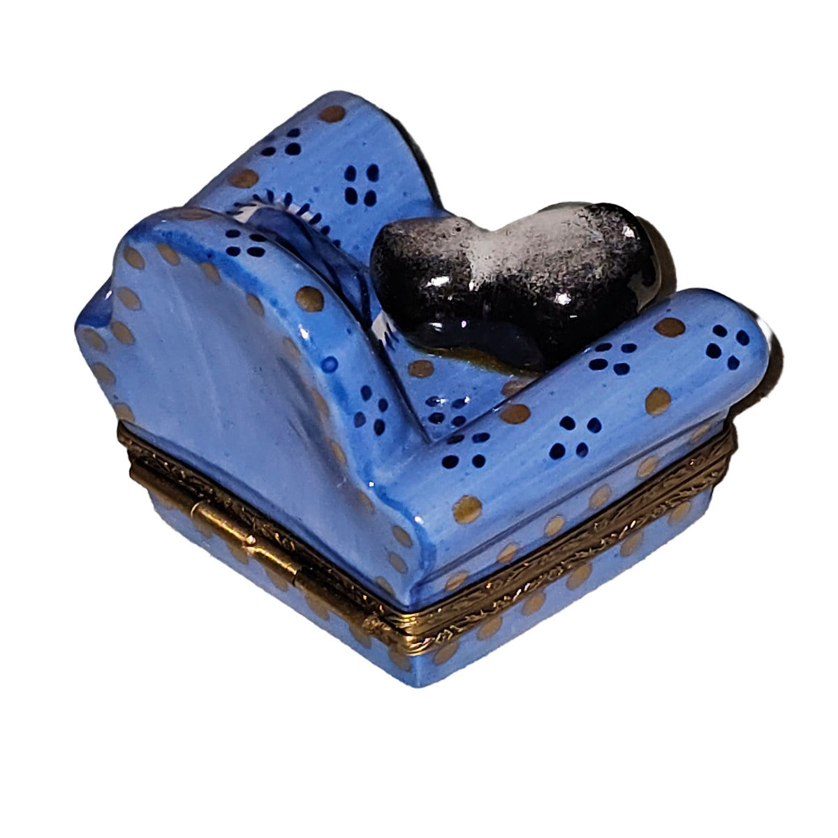 Cat on Blue Armchair Limoges Box, view 4
