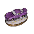 Purple Sports Car Limoges Box France, a hand-painted Limoges porcelain gift