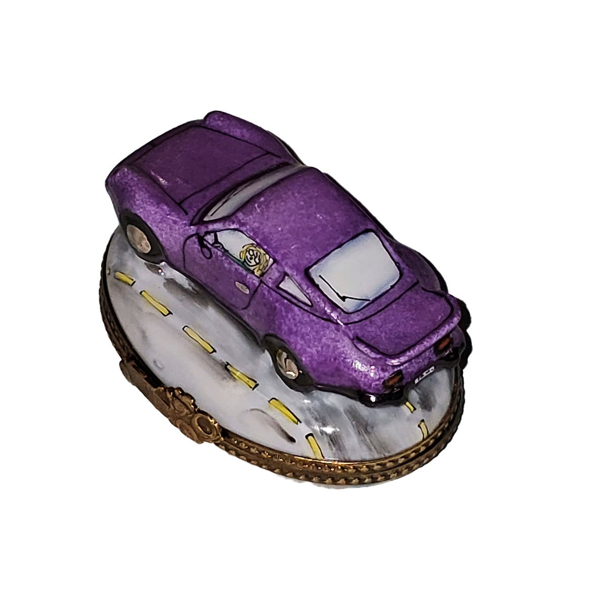 Purple Sports Car Limoges Box France, view 3