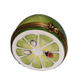 Large Half Lime w Lady Bug Keepsake, a hand-painted Limoges porcelain gift