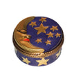Moon and Stars Embossed Round Box, a hand-painted Limoges porcelain gift