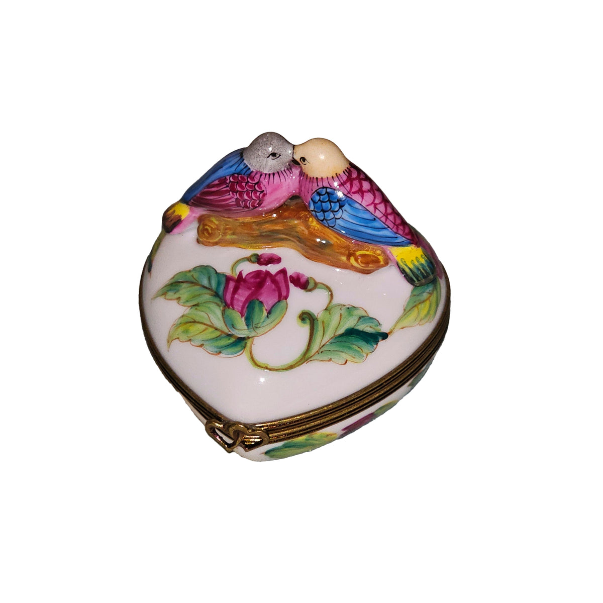 Love Birds Keepsake Porcelain Heart Box for Romantic Gifts, a hand-painted Limoges porcelain gift
