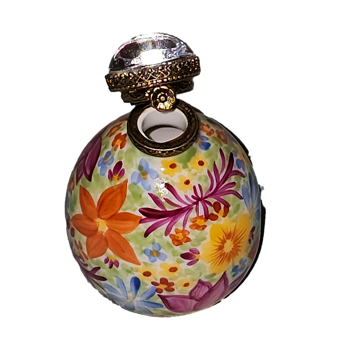 Dazzle Flowers on Yellow Rounded Belly Oval Limoges Box, view 2