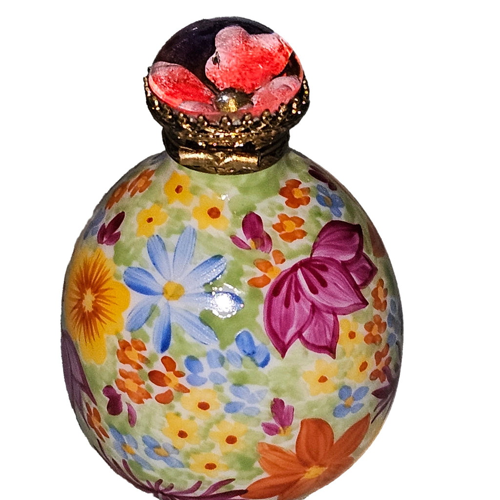 Dazzle Flowers on Yellow Rounded Belly Oval Limoges Box, view 3