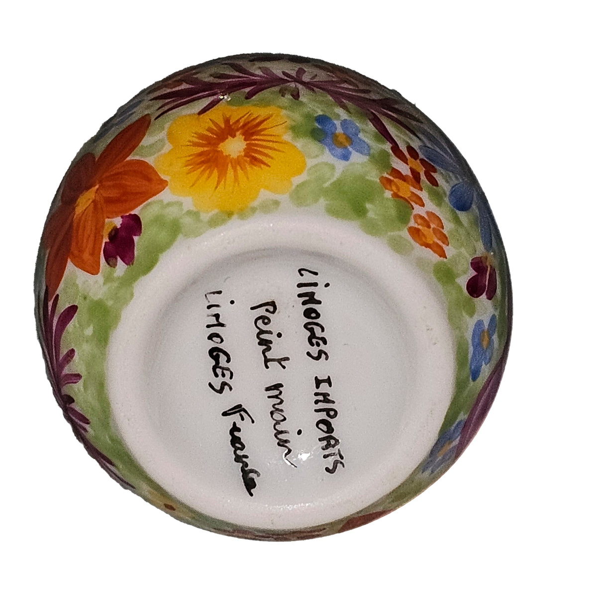 Dazzle Flowers on Yellow Rounded Belly Oval Limoges Box, view 4
